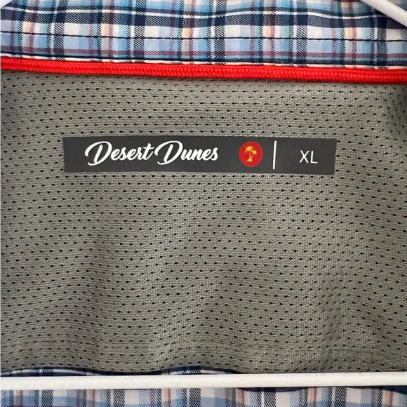 Desert Dunes Compass Shirt Mens Blue Plaid Short Sleeve Button Up Size XL Q1 - Picture 6 of 13